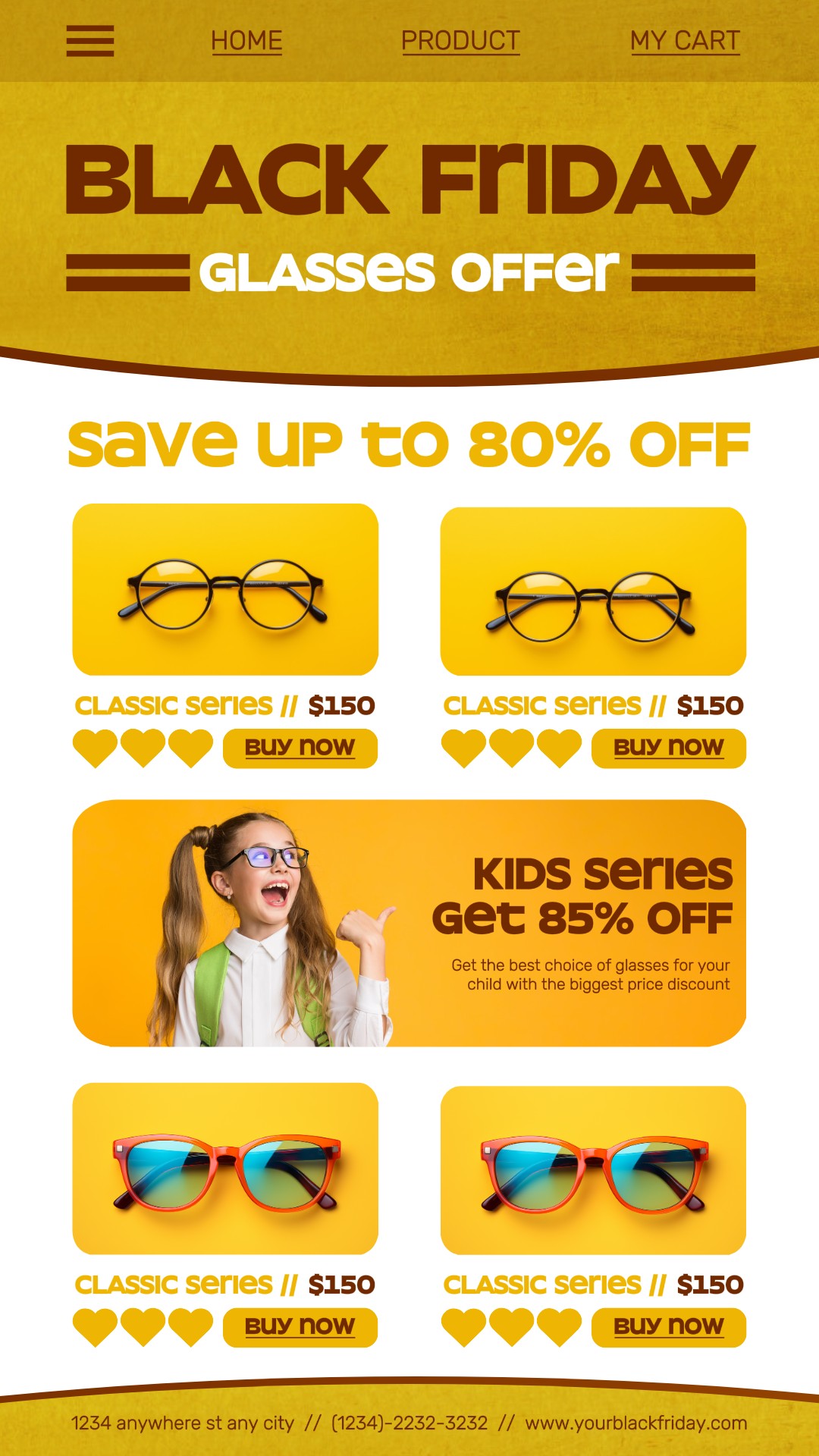 Promoción de venta de gafas del Black Friday para la historia de Instagram