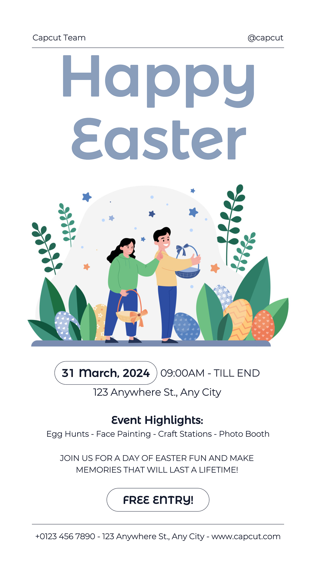 Acara Spesial Paskah Instagram Story Ilustrasi Biru dan Hijau