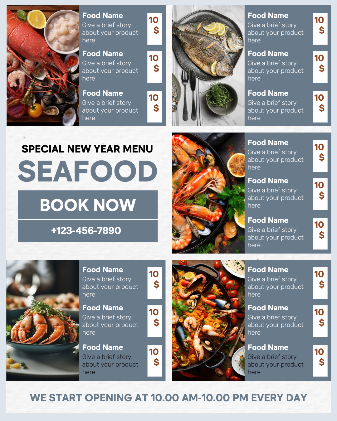 Special New Year Menu seafood business for portrait instagram post