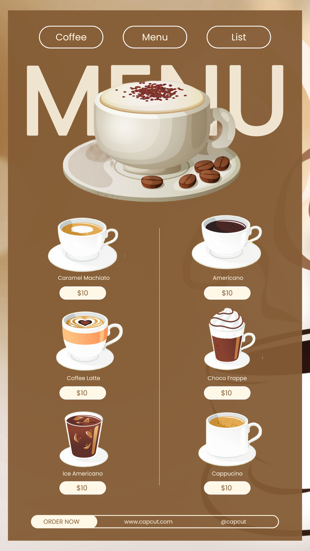 Daftar Menu Kafe Ilustrasi Tiktok Post