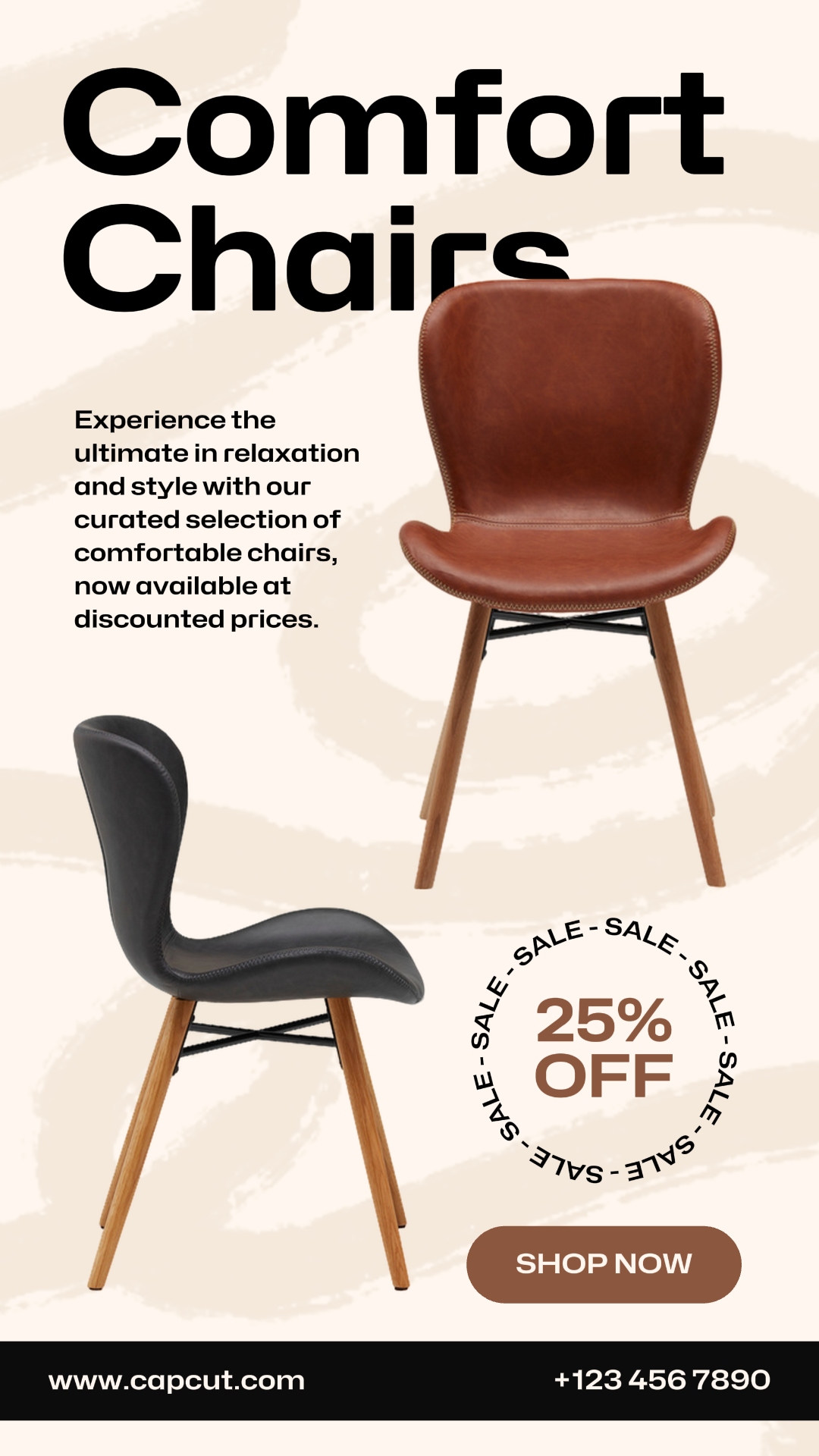 Affiche de marketing domestique promotion de chaise confortable histoire Instagram