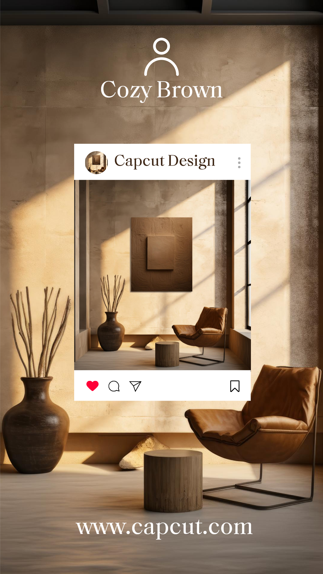 Household Cozy Brown Living Room Instagram Story Brown White