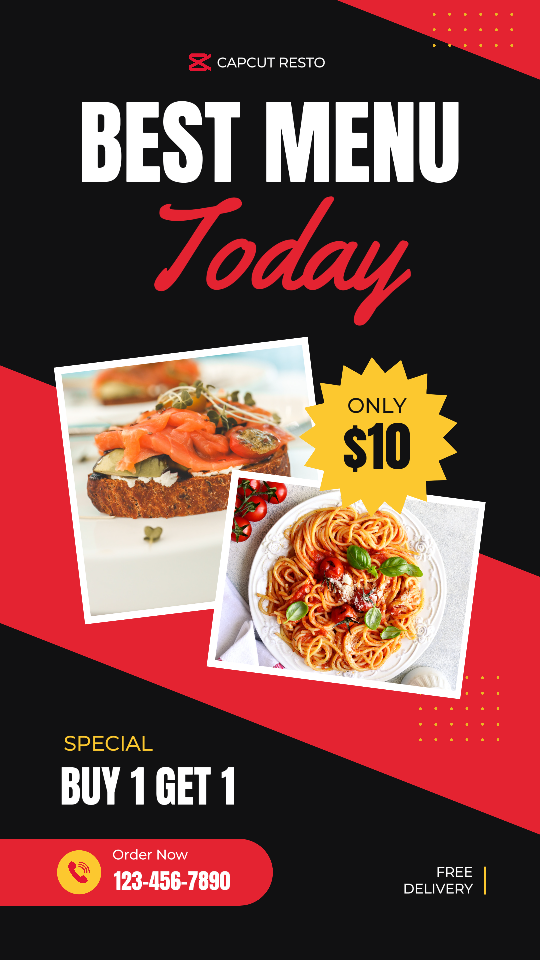 Pôster de marketing de menu de comida História do Instagram