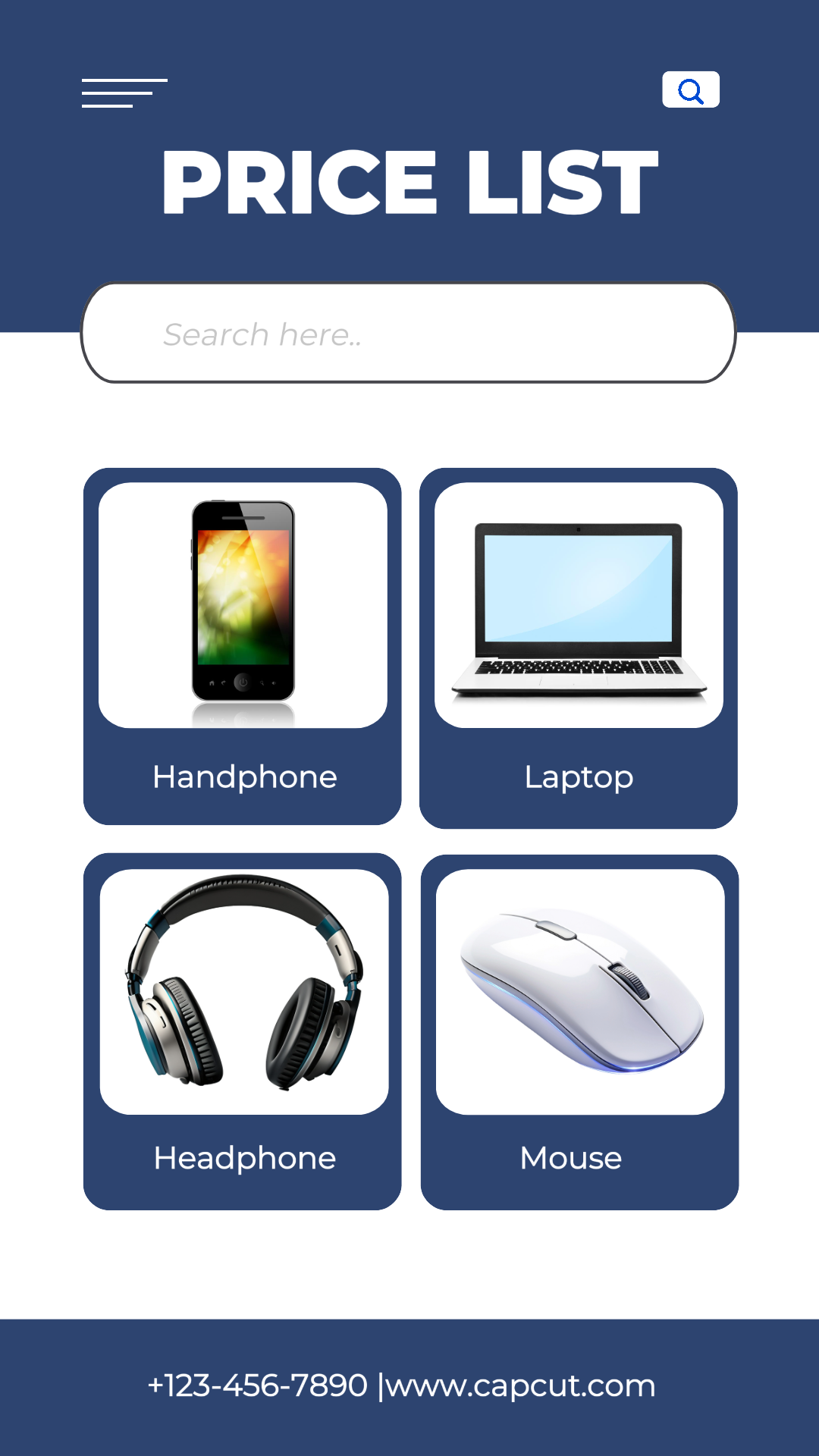 Electonic Price List Instagram Story