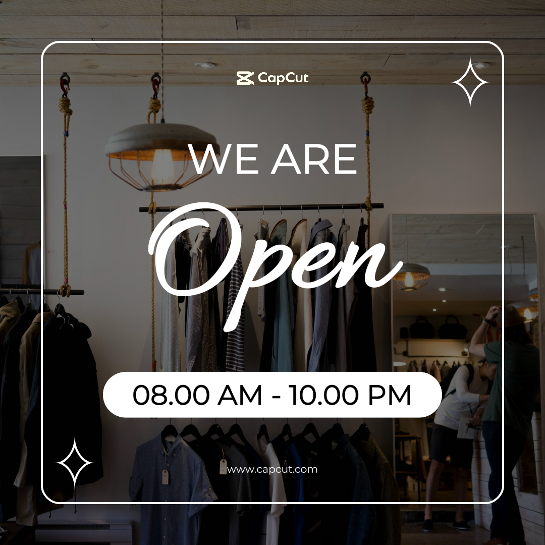 Business and Office Creative Poster Instagram Post We are Open Black and White