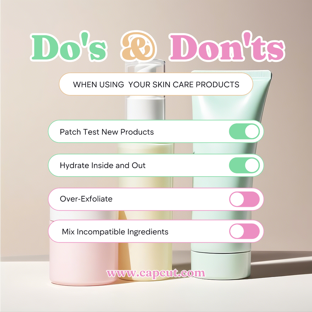 Affiche de marketing des soins de beauté à faire et à ne pas publier sur Instagram un style accrocheur au pastel