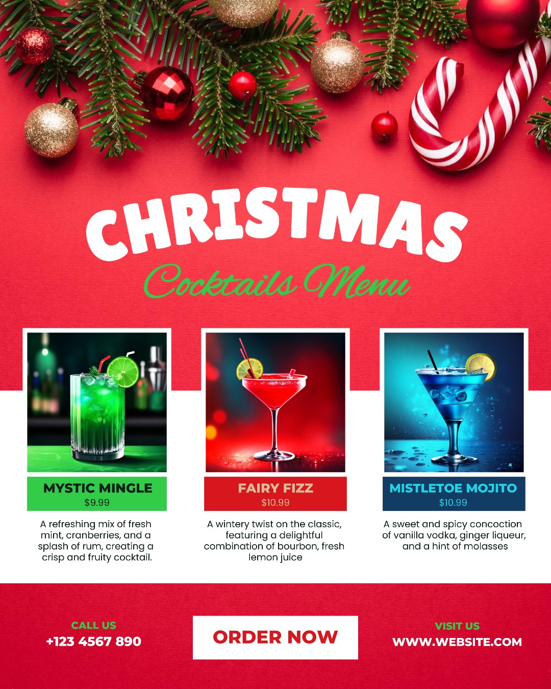 Menu Koktail Natal untuk Sampul Media Sosial