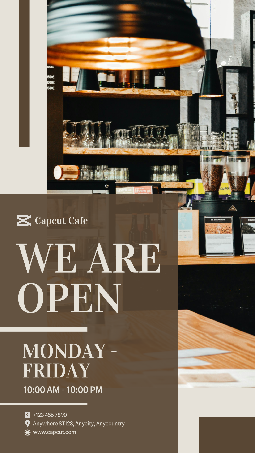 business and office Marketing Poster Instagram Story Cafe Opening 
