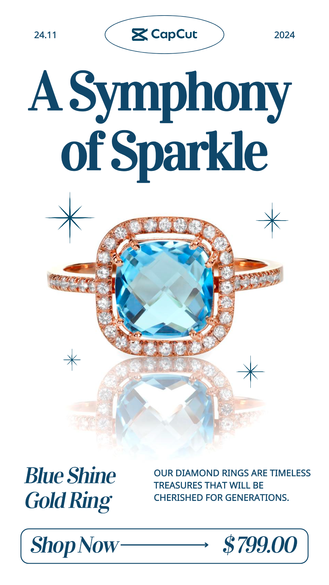 Jewelry and accessories Marketing Poster Product Display Instagram Story White Blue