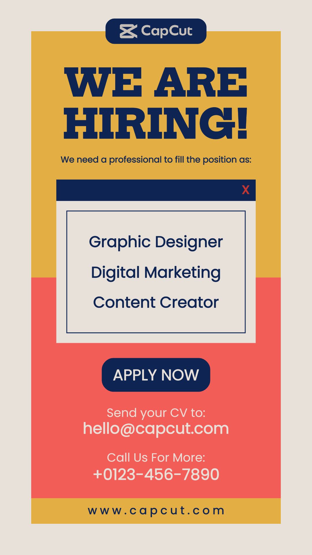 Cartel de marketing de negocios y oficinas Historia de Instagram Estamos contratando