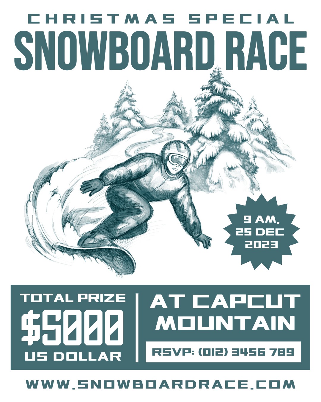 Christmas Event Snowboard Race championship Promotions Instagram Portrait