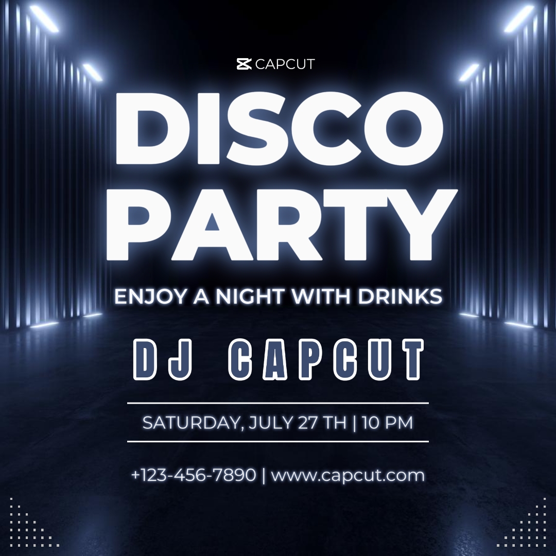 Entertainment Night Party Instagram Post Minimalist Black and White