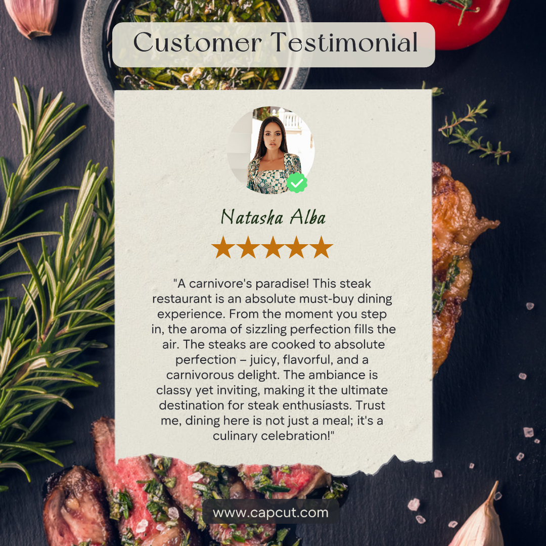Food & Beverage Steak Restaurant Testimonial Review Instagram Post