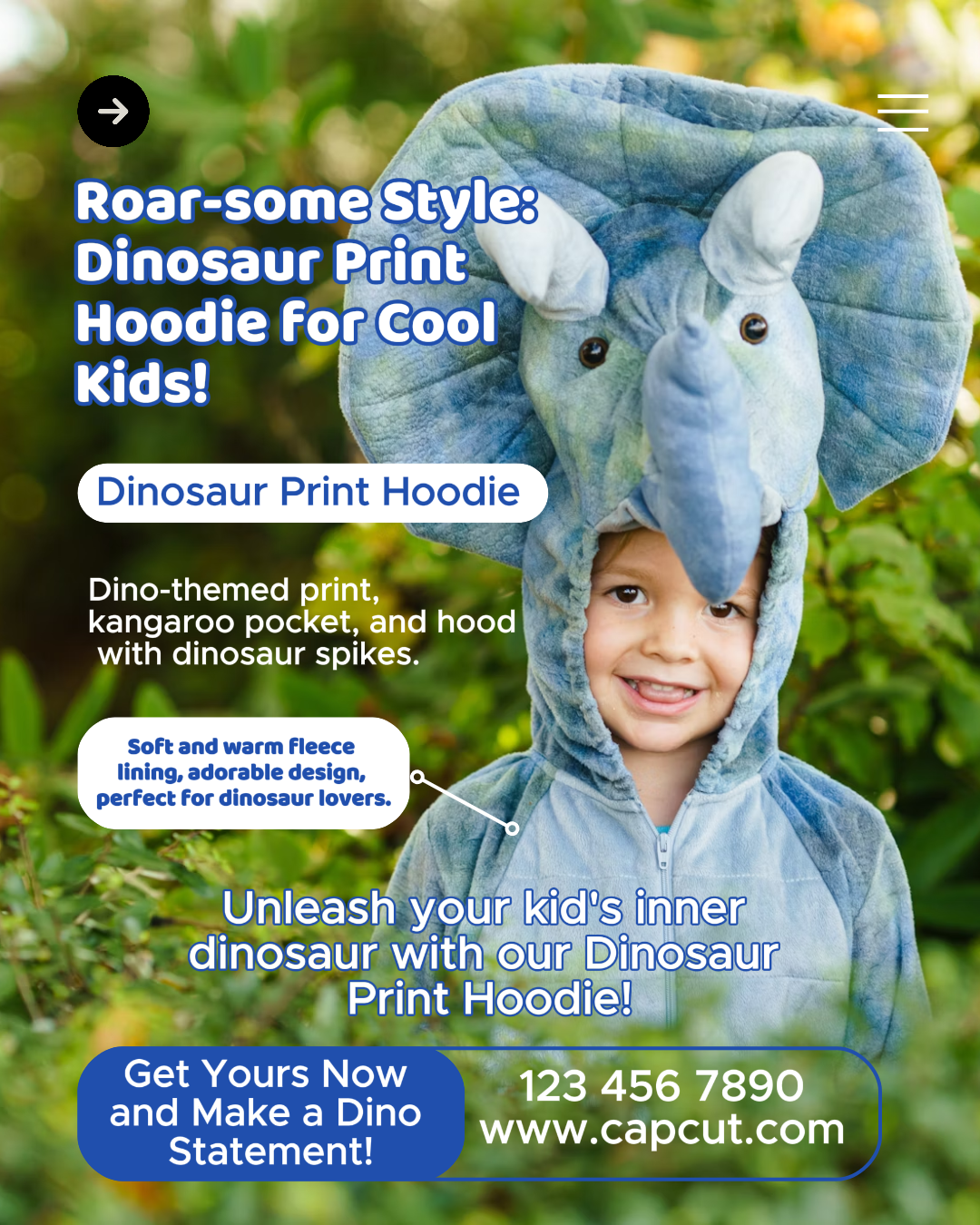 Sudadera con capucha con estampado de dinosaurio Estilo infantil Retrato de Instagram