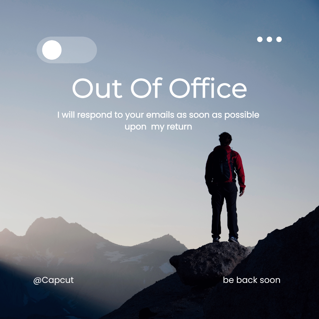 Business and Office Creative Poster Instagram Post Out Of Office Branco e Preto Simples
