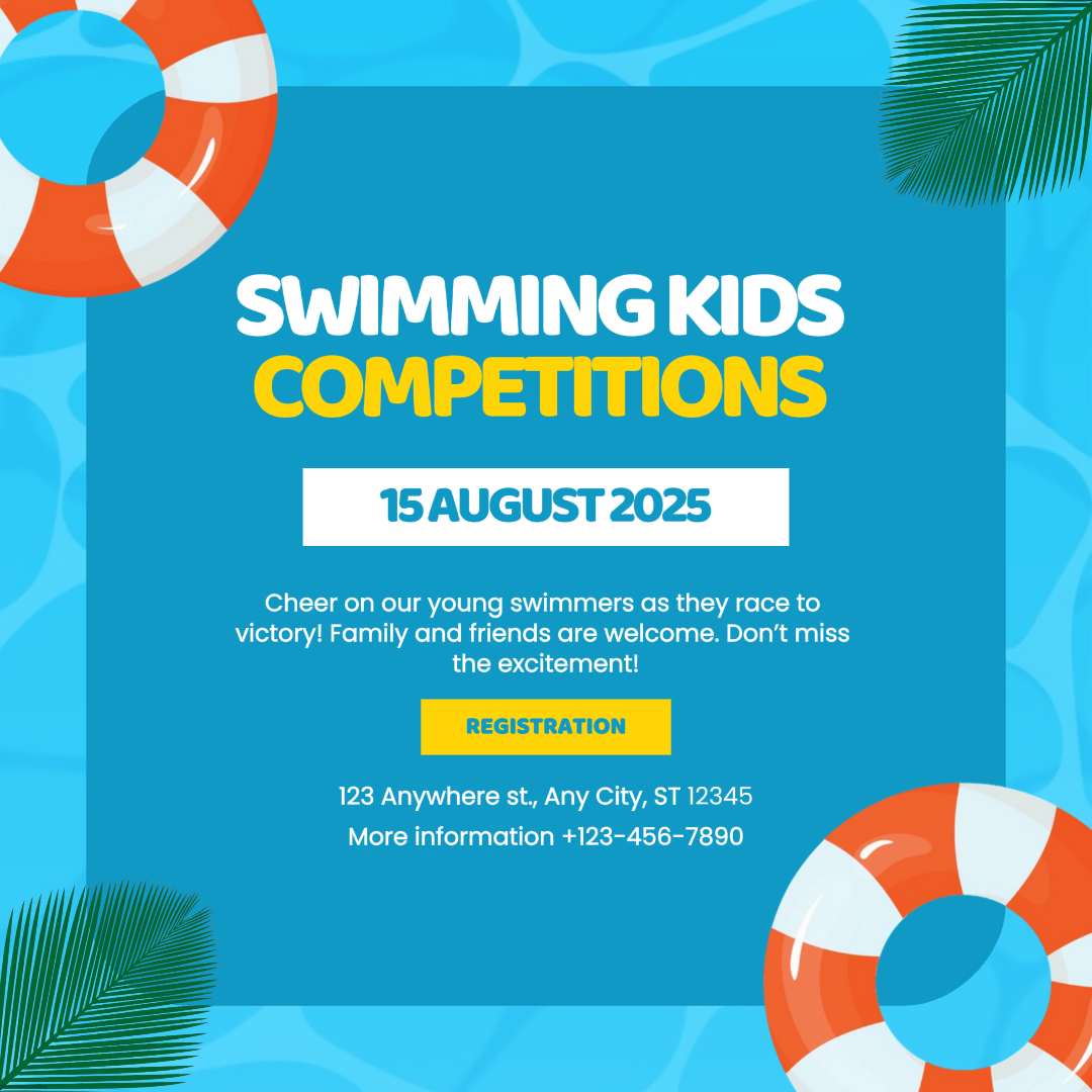 Deportes y natación de partidos para niños Instagram Post Blue