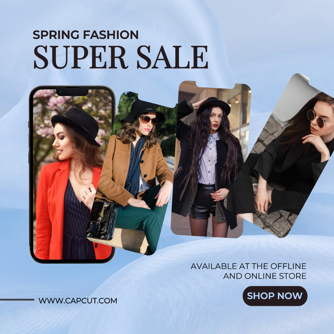 Spring Fashion Super Sale Promotion Blue and Black
