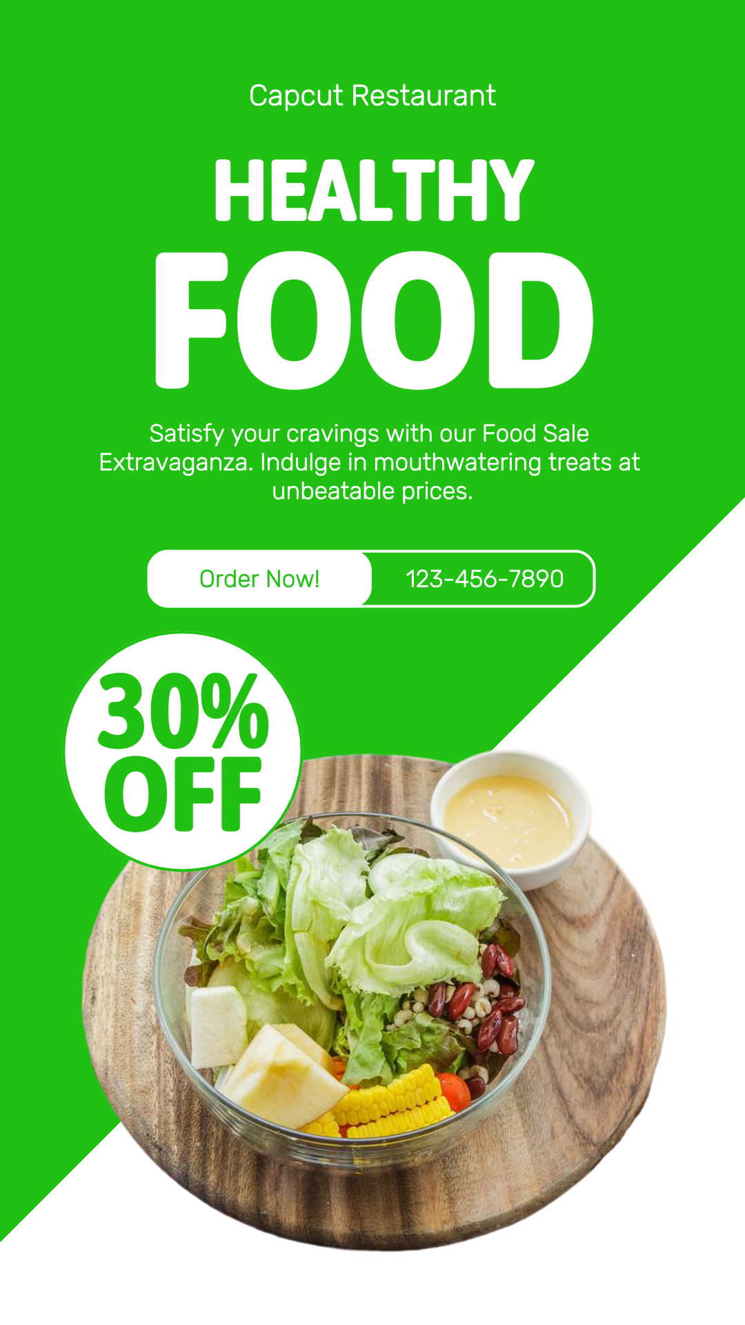 Food and Beverage Instagram Story Green and White Modern Healthy Food Sale