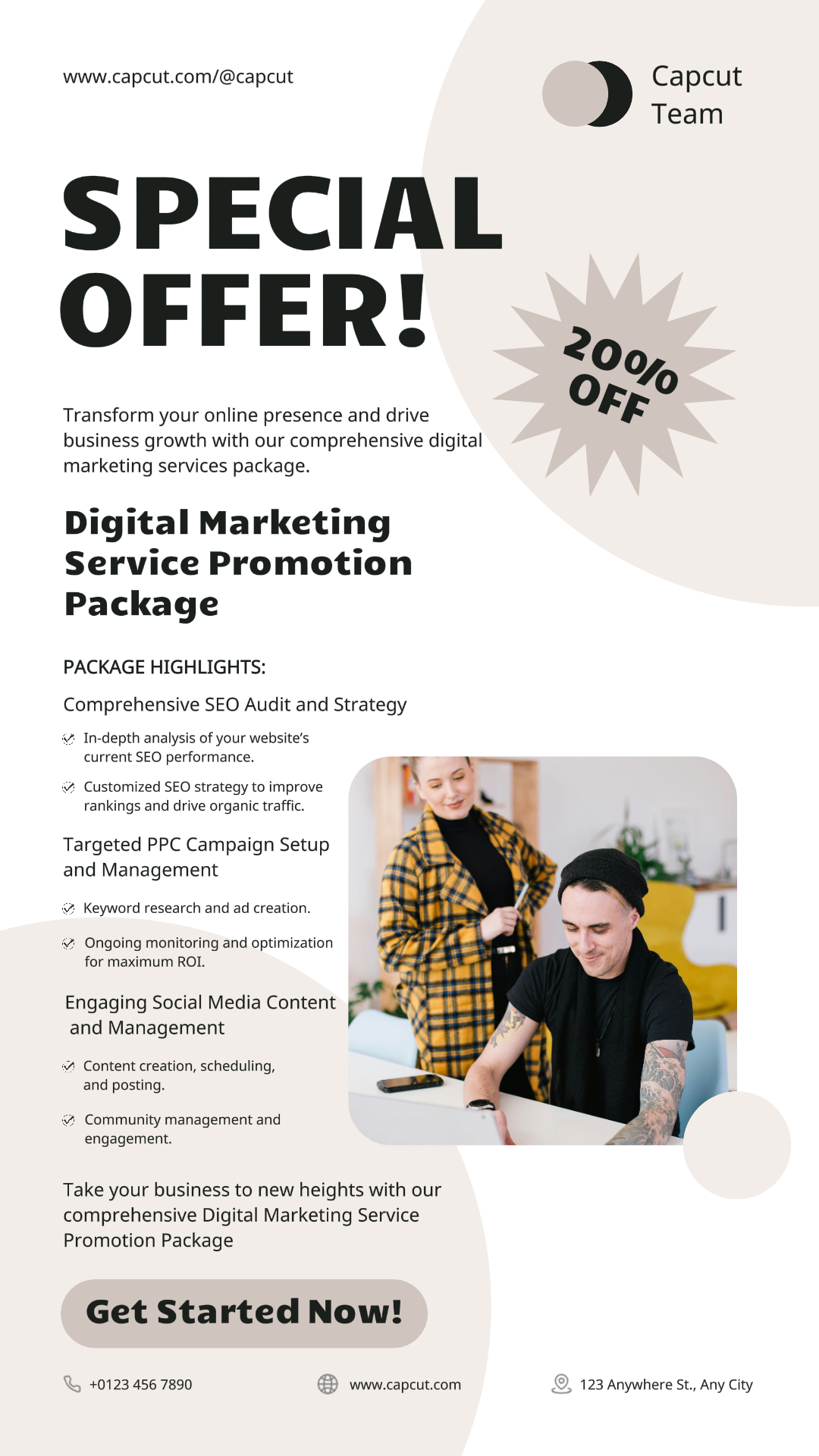 Affiche de marketing d'entreprise et de bureau Instagram Story Marketing numérique