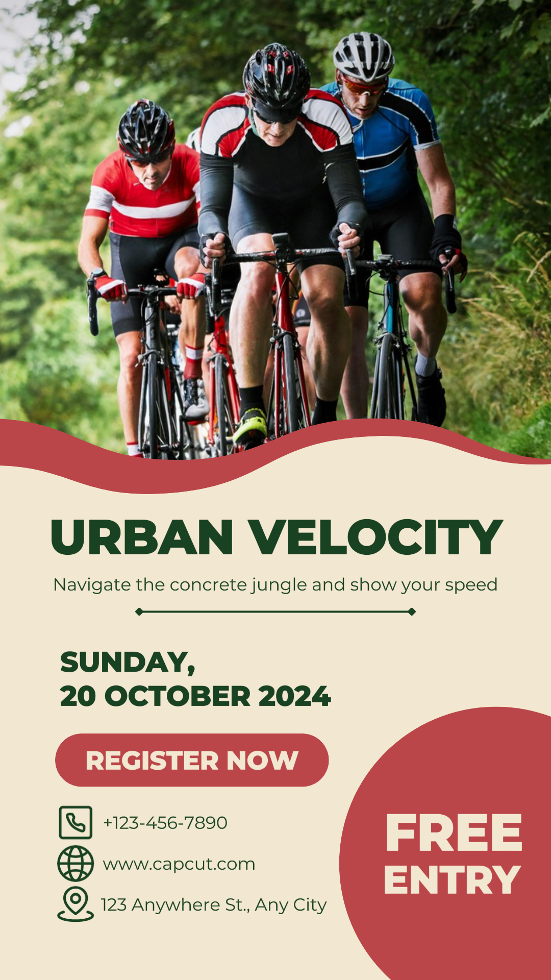 Sports and Match Marketing Poster Cycling Tiktok Urban Velocity