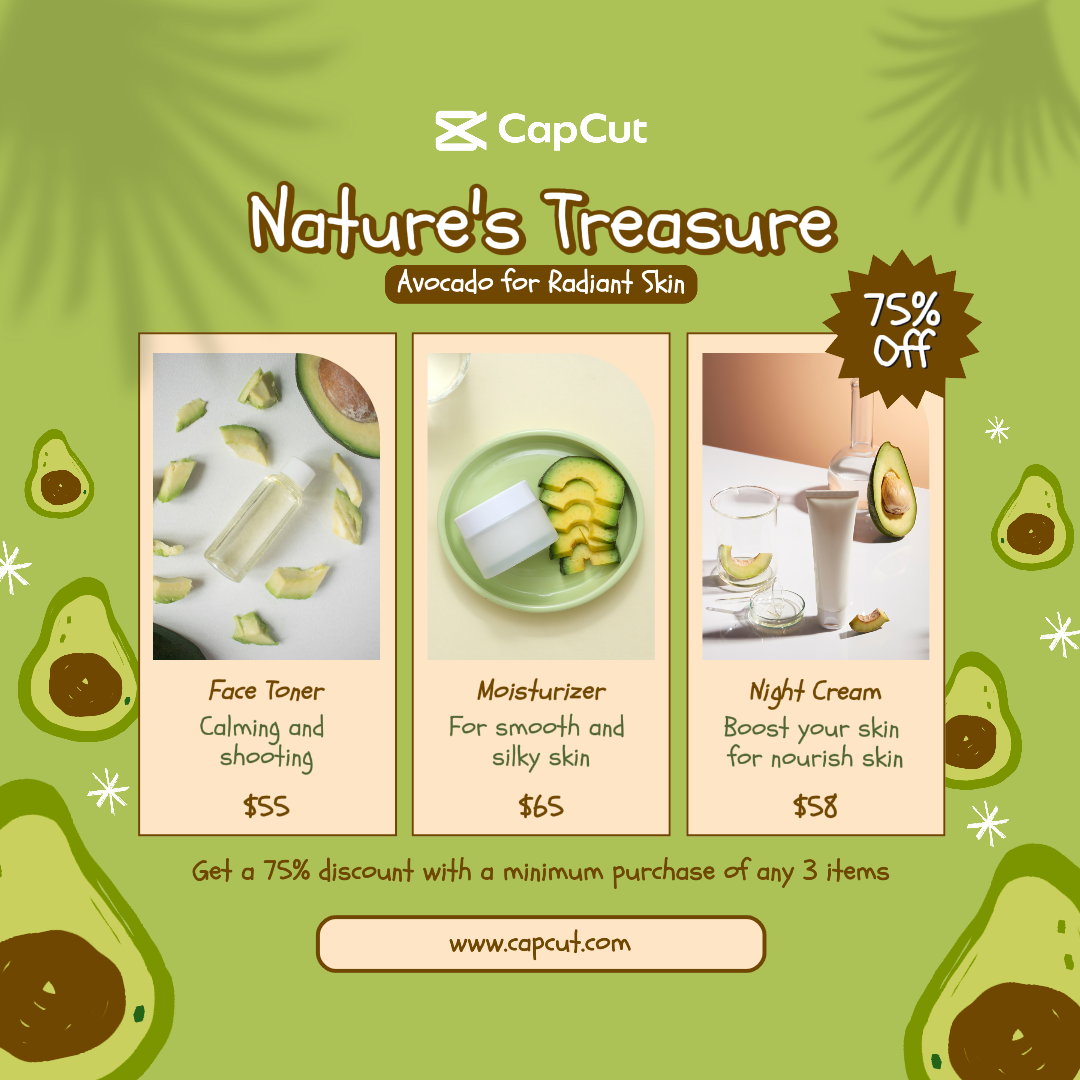 Perawatan Kecantikan Perawatan Kulit Instagram Post Alpukat Promosi Penjualan Petapa Hijau Lucu