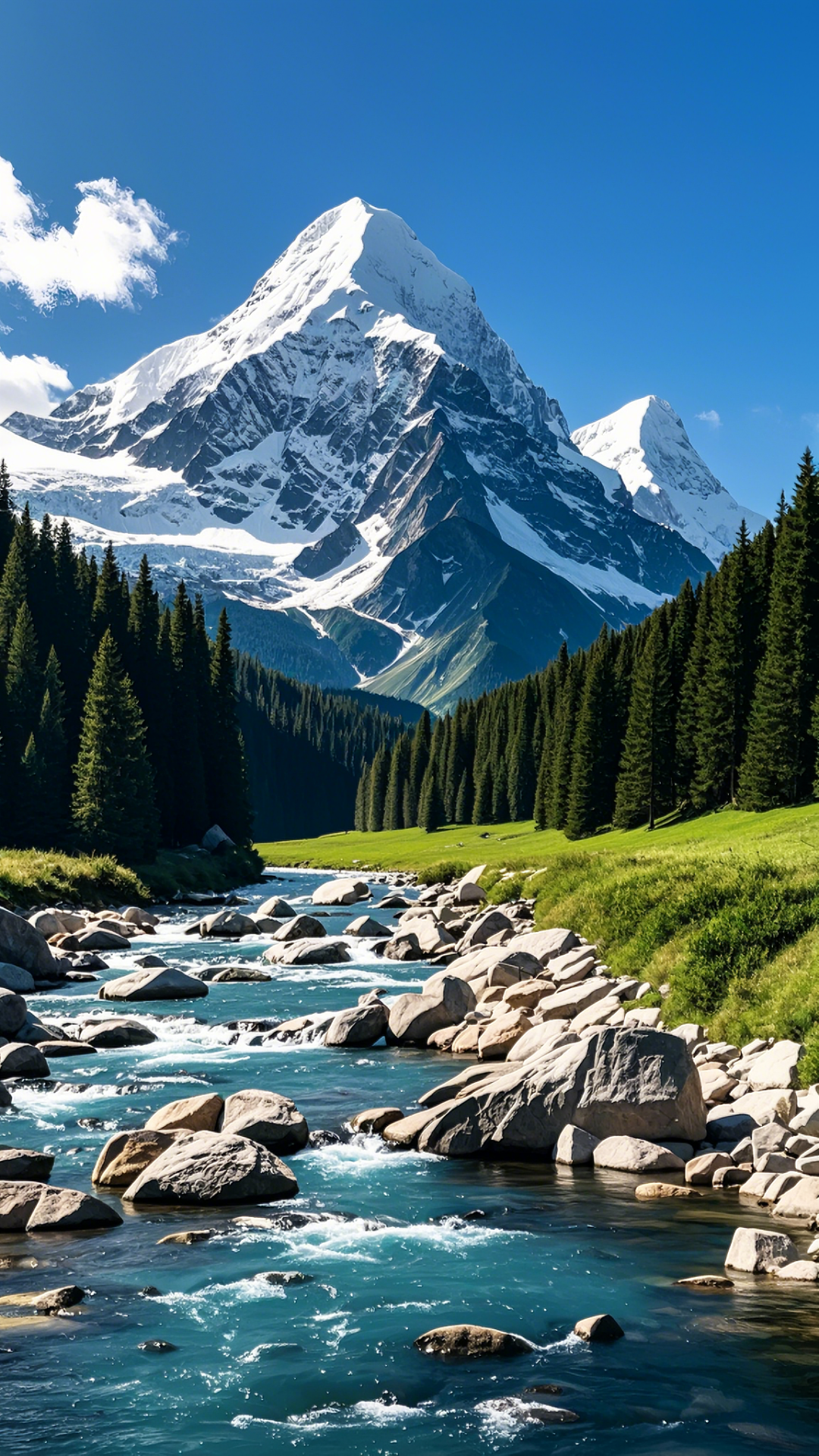Wallpaper - Creative Poster - River and Mountain