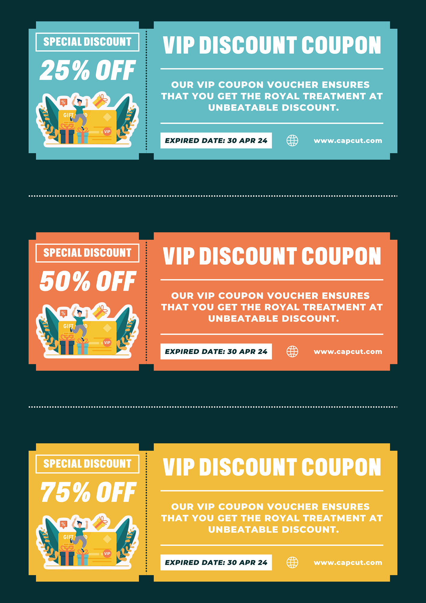 E-commerce Entertainment Coupon VIP Discount Voucher Flat Design Style