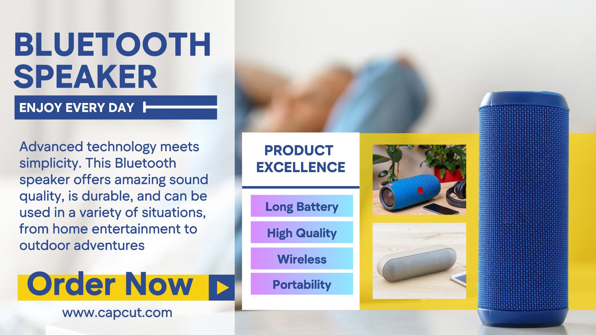 Diseño de plantilla electrónica, altavoz Bluetooth minimalista para las necesidades de promoción de productos