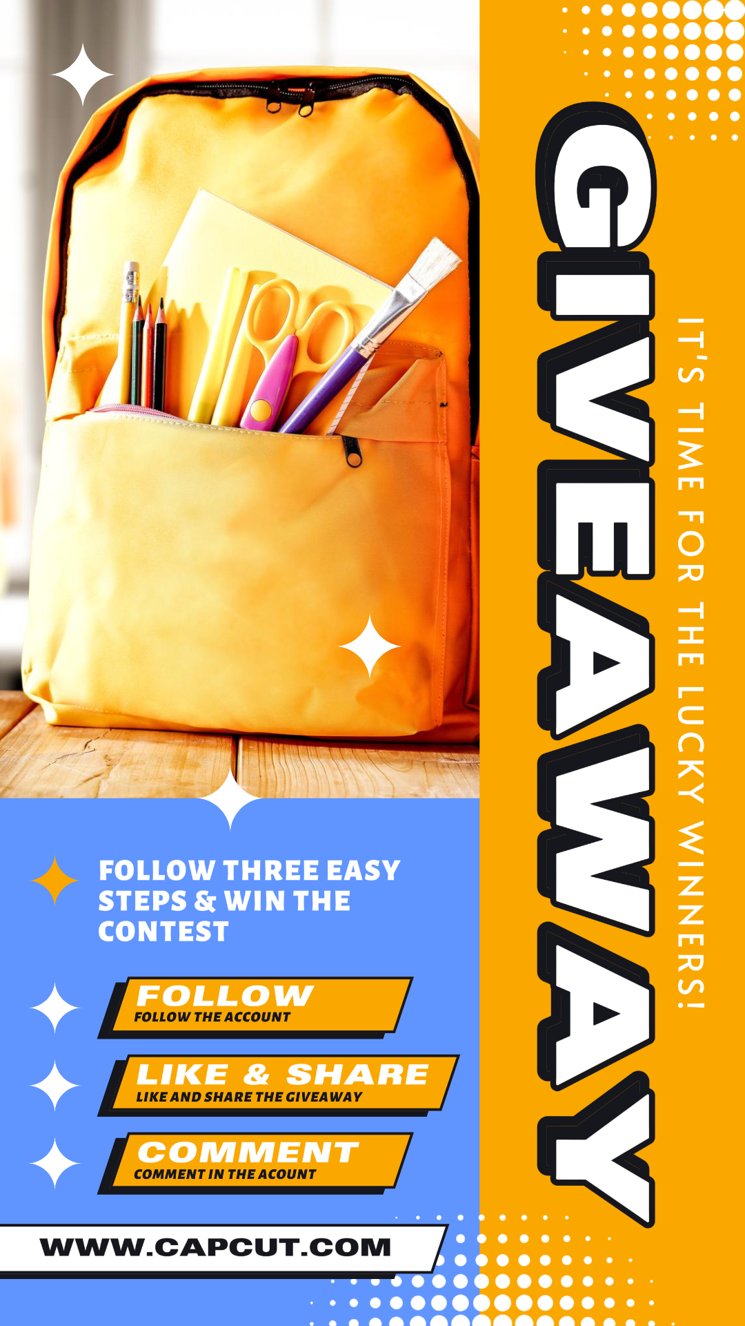 Marketing Clothing and Shoes Product Display Giveaway Instagram Story Blue and Yellow