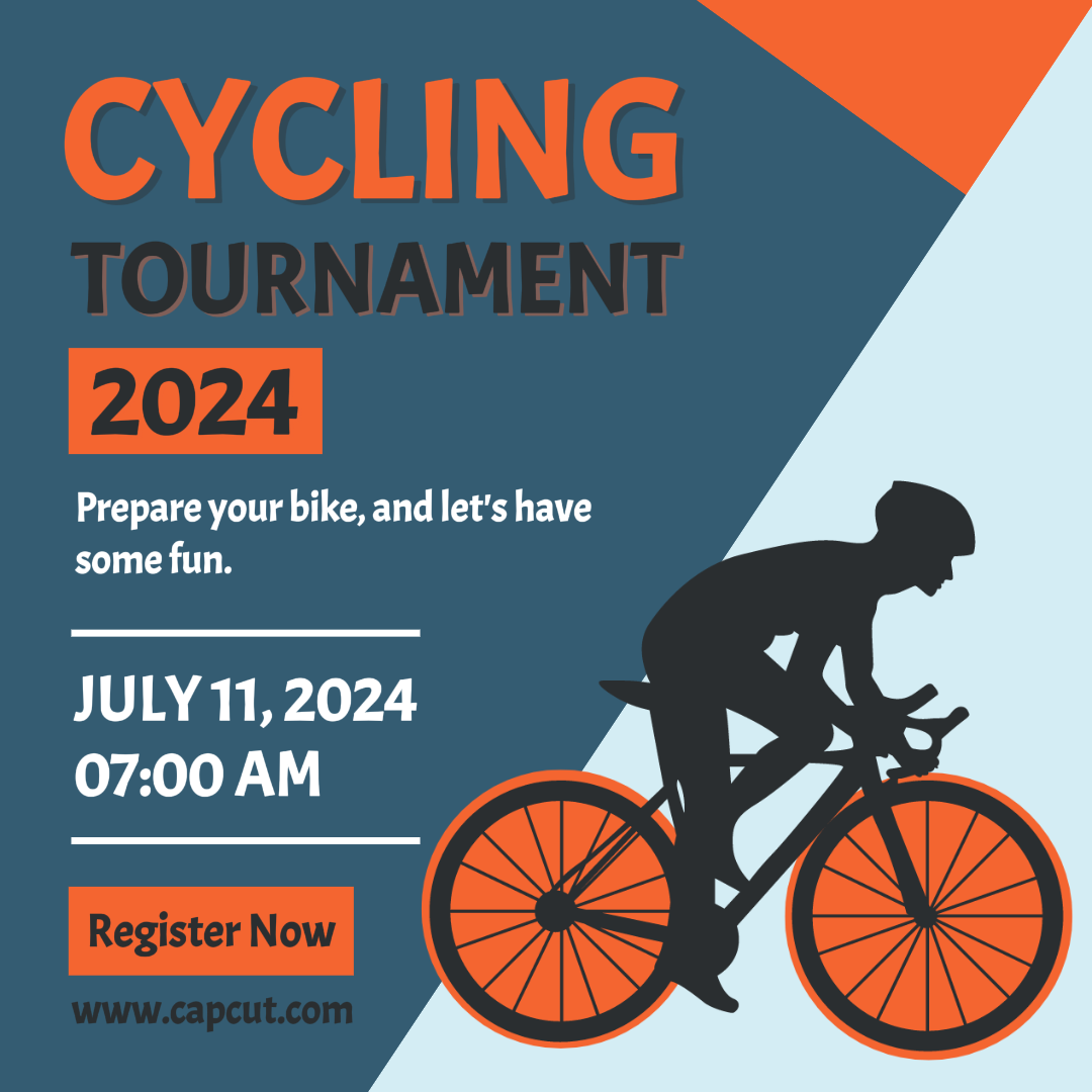 Sport und Match Cycling Tournament Kreatives Poster Instagram Post Orange Blau