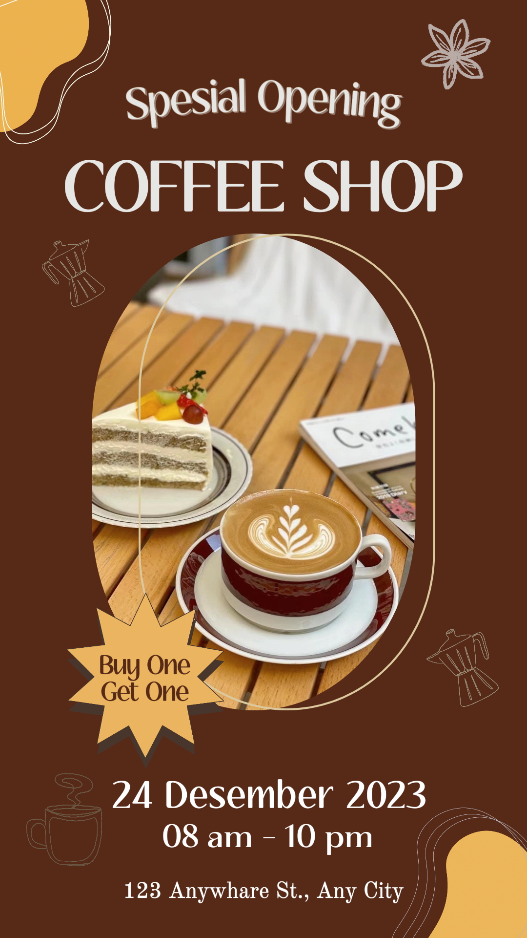 Inauguración de la promoción de la cafetería Historia de Instagram