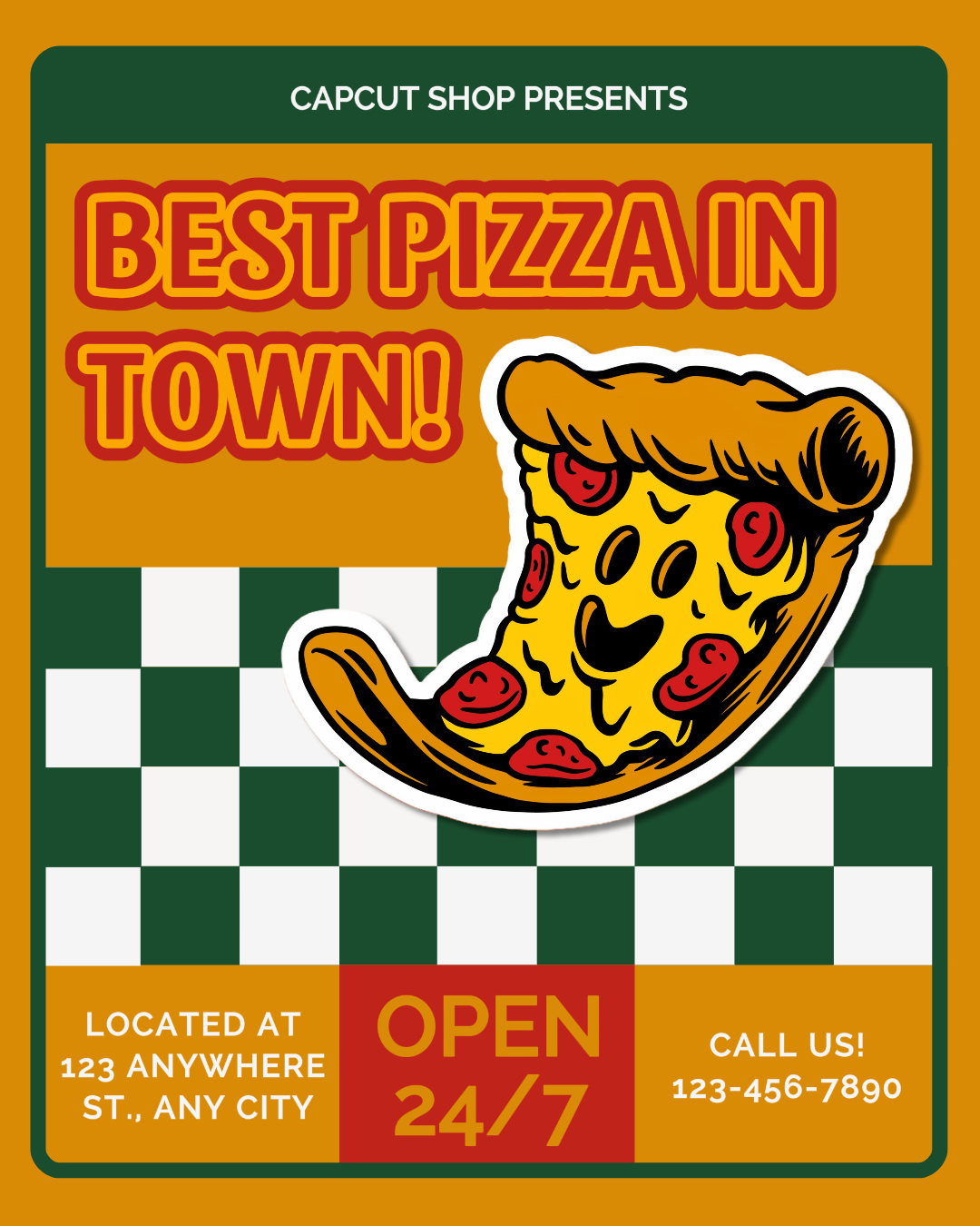Poster Toko Capcut Retro Pizza