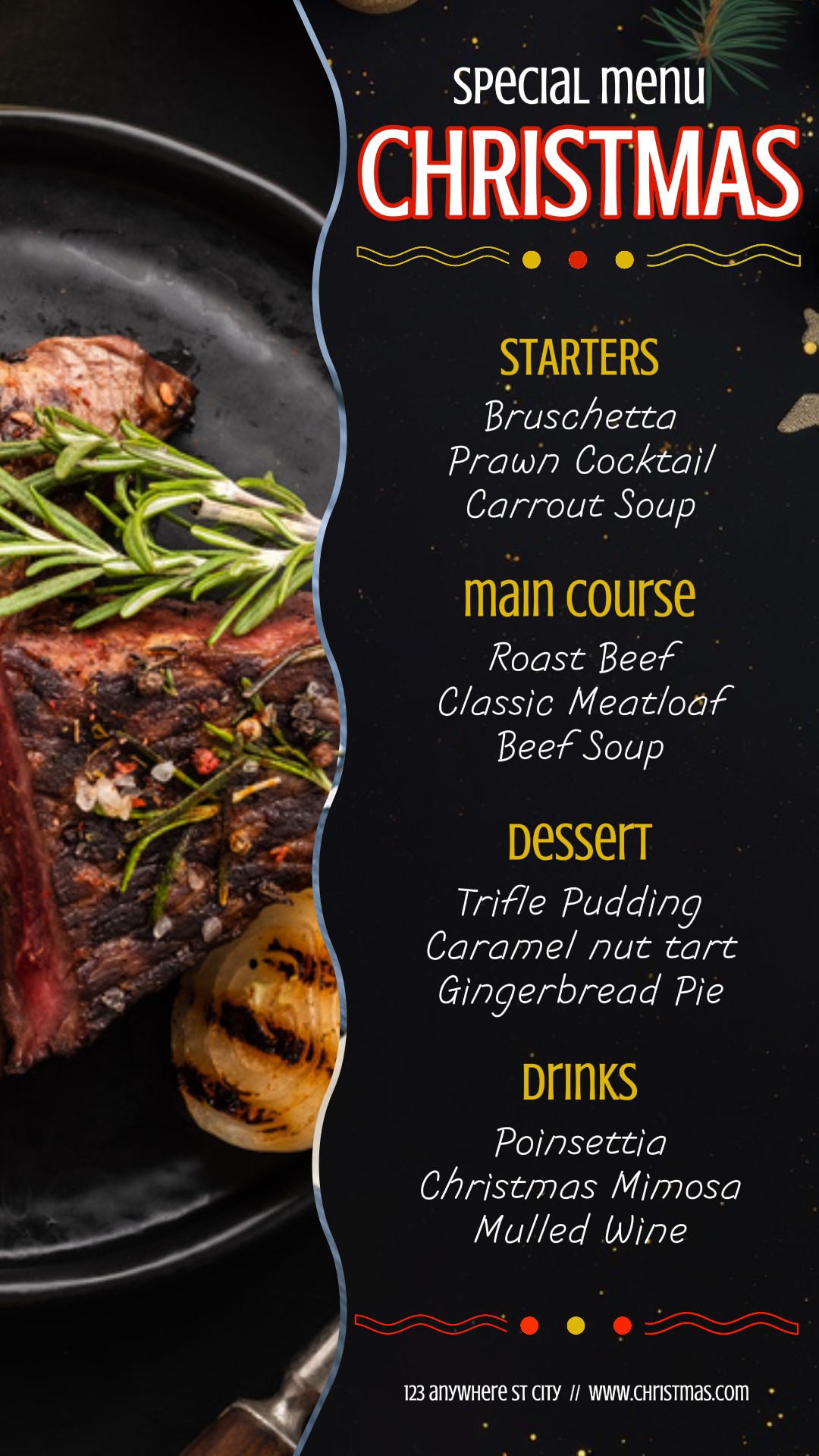 Promoção do Menu do Dia de Natal para Instagram Story