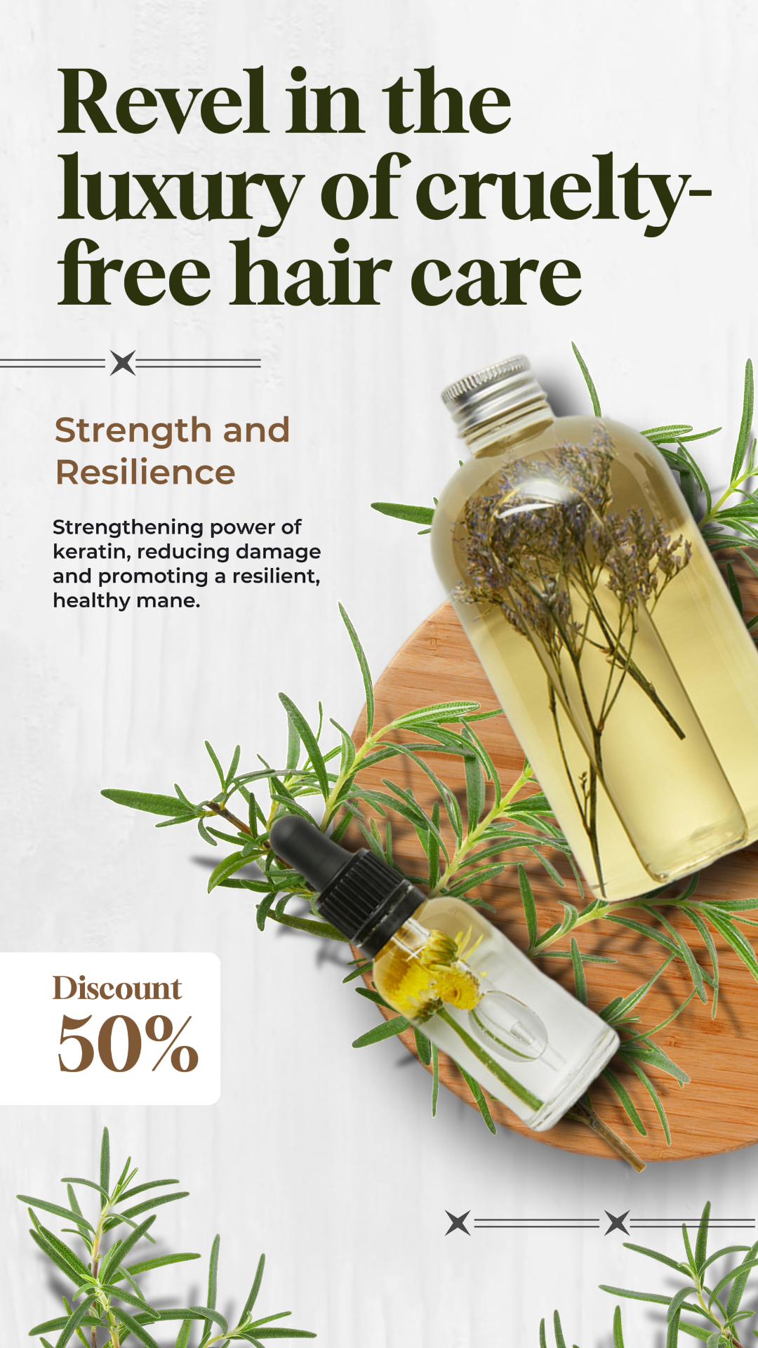 Exhibición de productos para el cuidado del cabello Anuncios de historias de Instagram