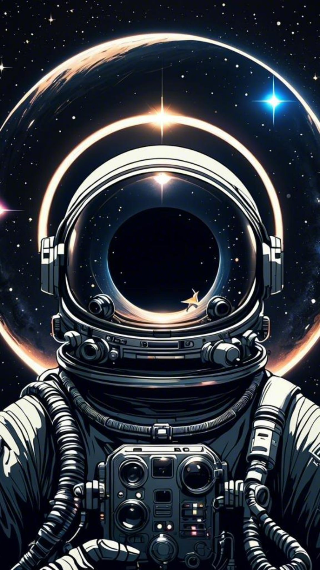 Template gambar wallpaper 9: 16 Astronot