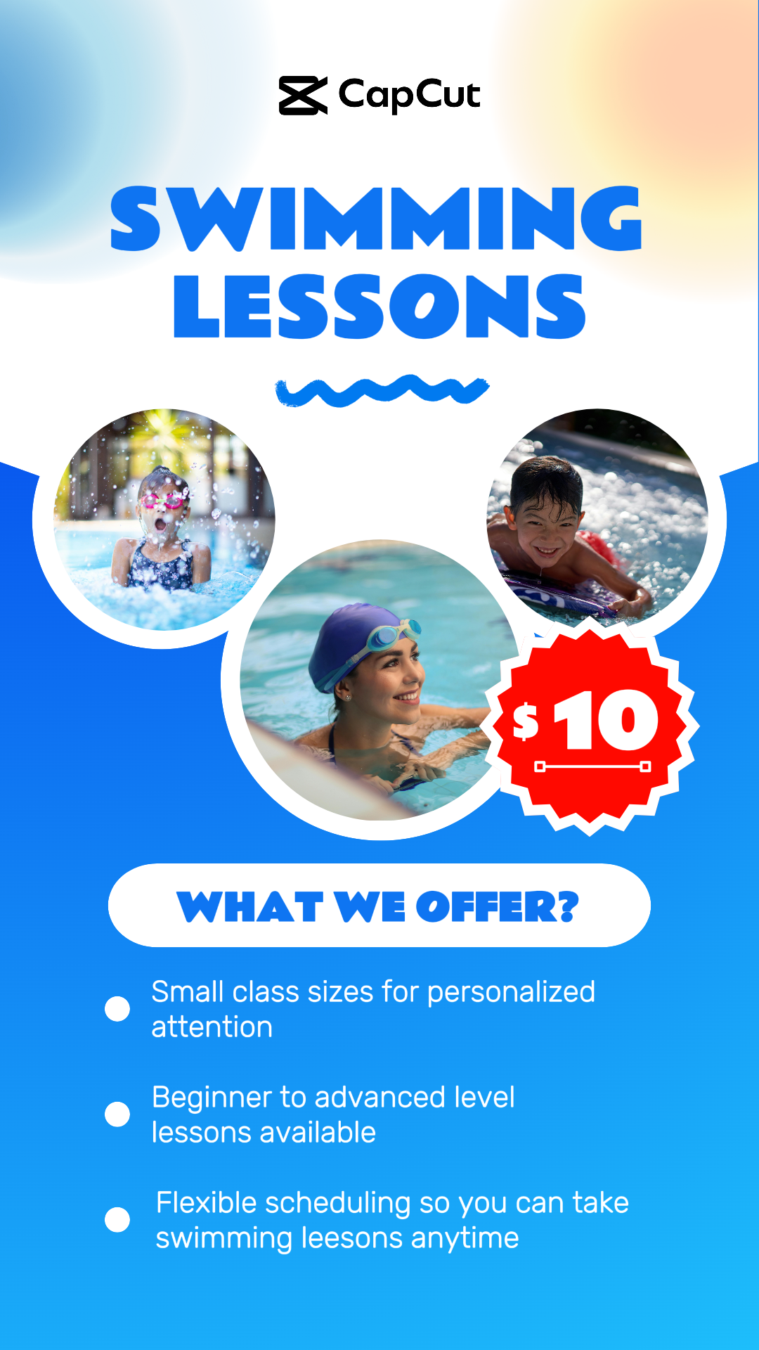 Sport und Match Schwimmunterricht Instagram-Story