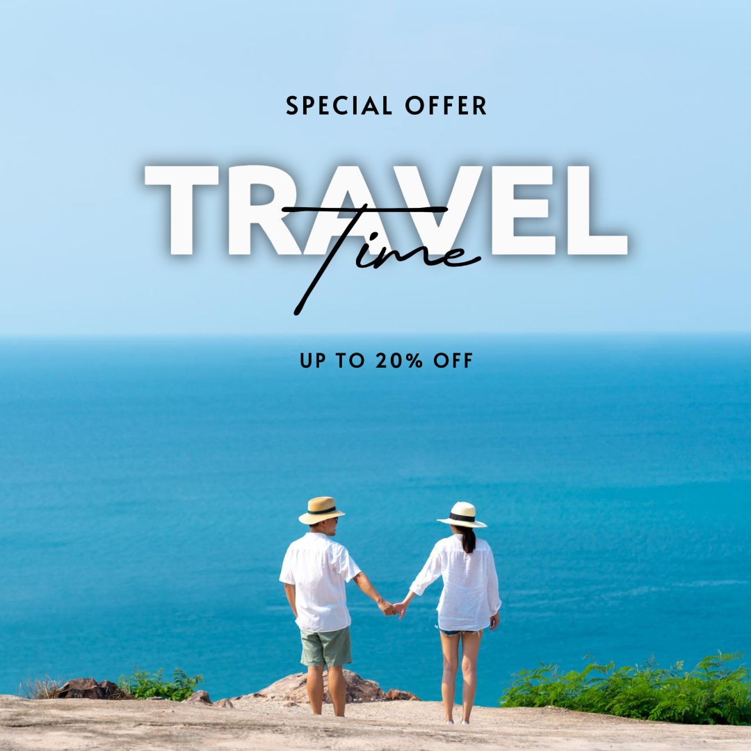 TRAVEL SPECIAL OFFER TRAVEL TIME INSTAGRAM POST BLUE NATURAL