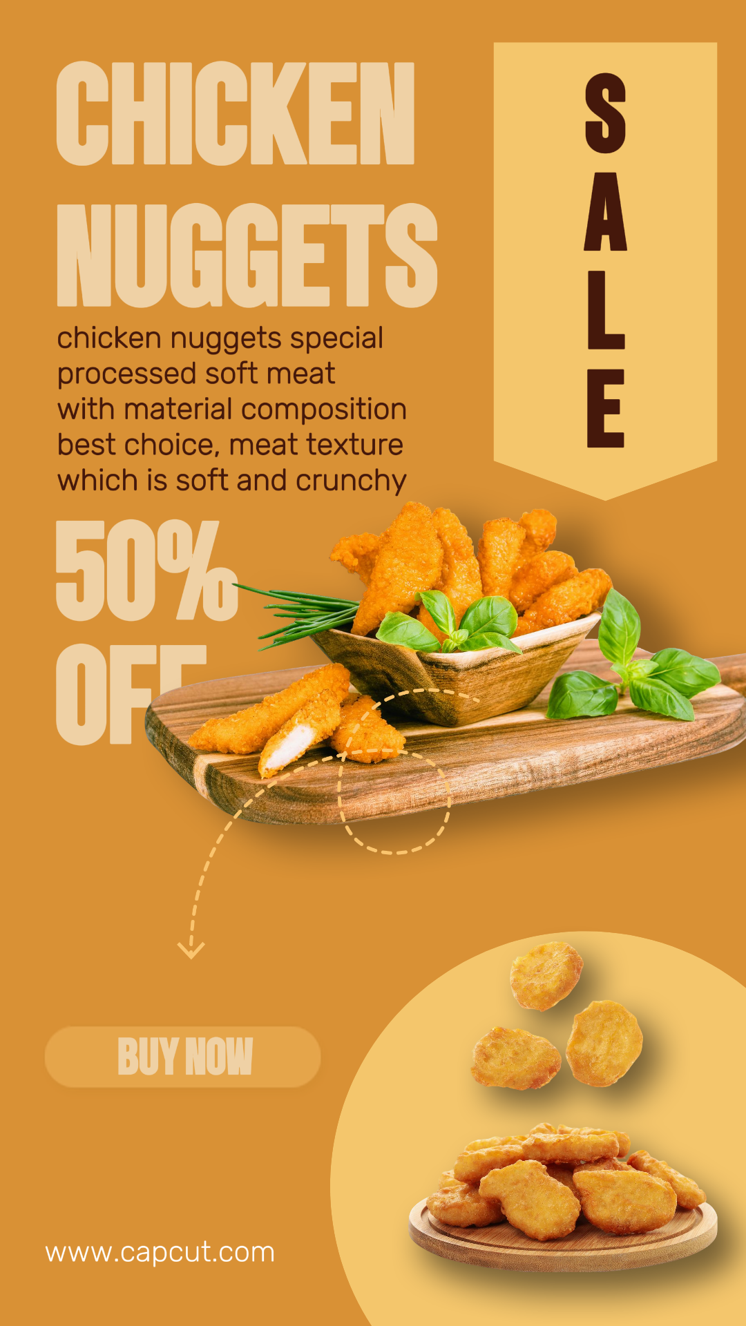 Food And Beverage Marketing Poster Chicken Nuggets Sale Instagram Story Minimalist
