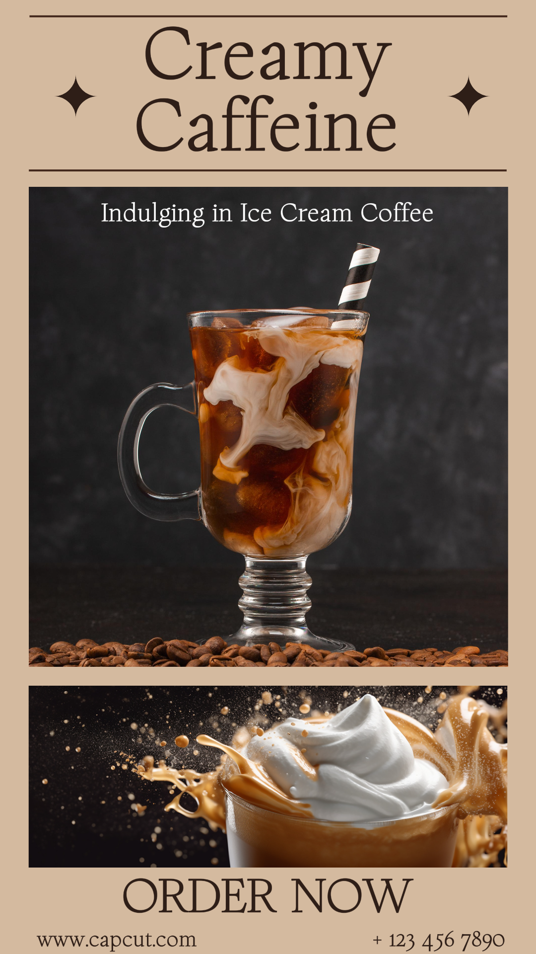 Alimentos e bebidas - Poster de marketing Cafeína cremosa no Instagram Story