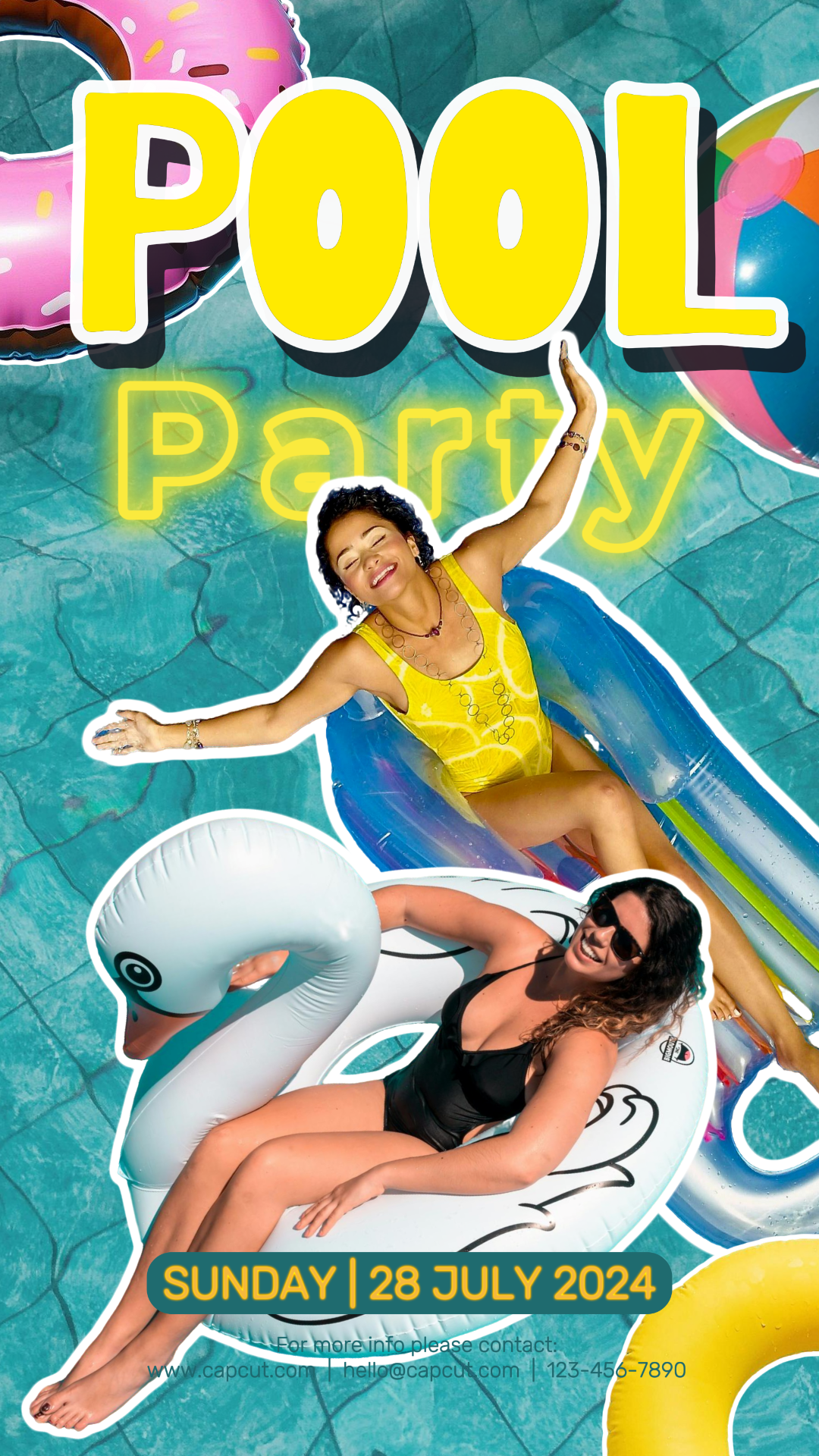 Deportes y partido cartel creativo fiesta en la piscina publicación de historia de Instagram 