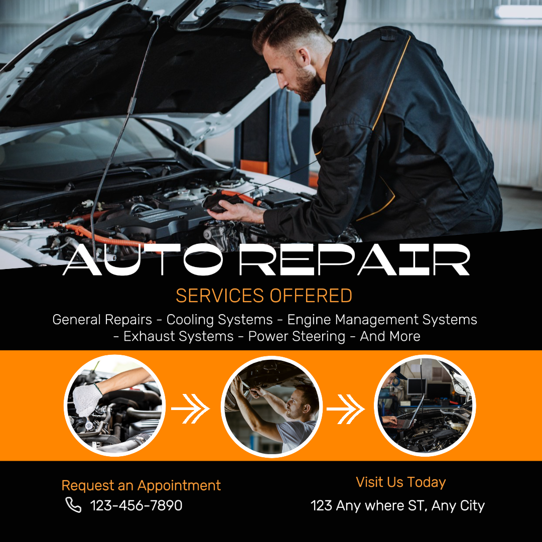 Carros Marketing poster Instagram post Reparação de automóveis