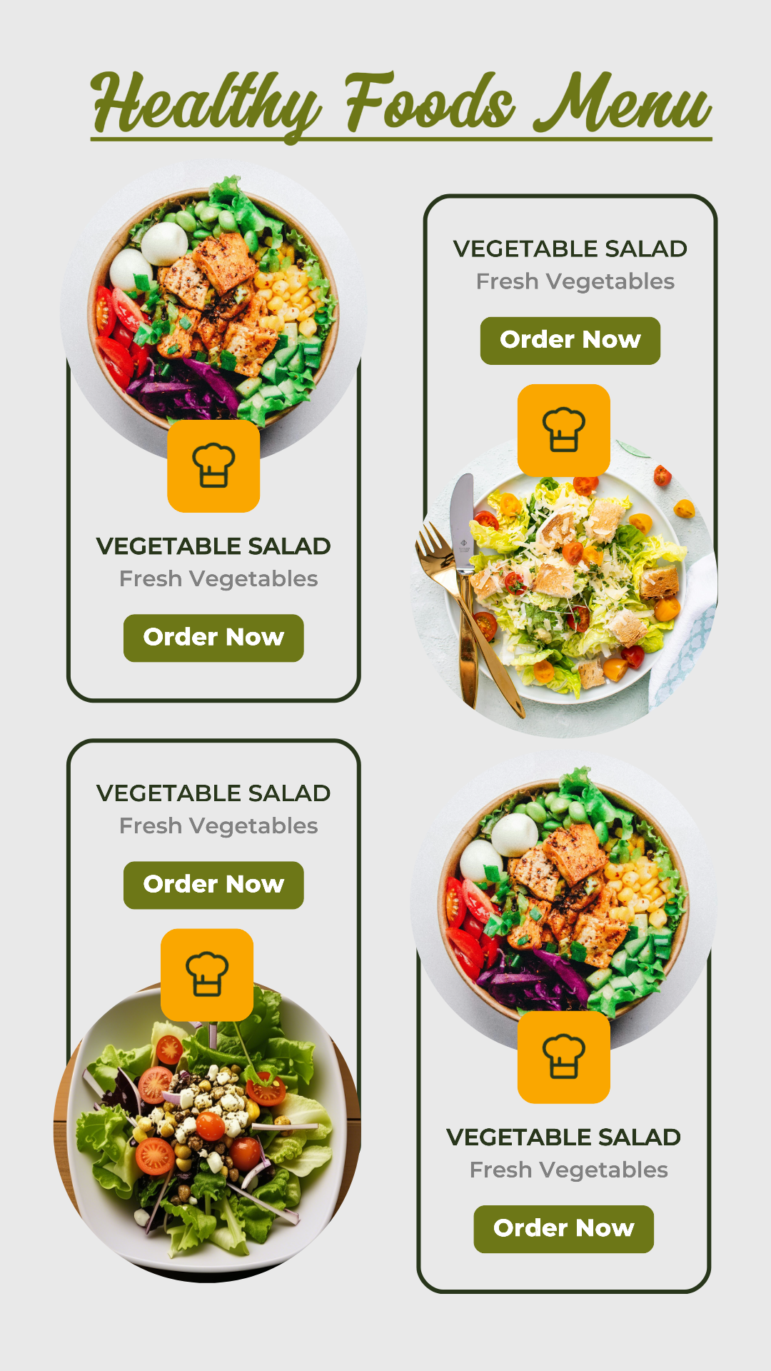 Healthy Foods Menü Lebensmittel & Getränke Promotion Instagram Story Post Grün & Grau Minimalistisch