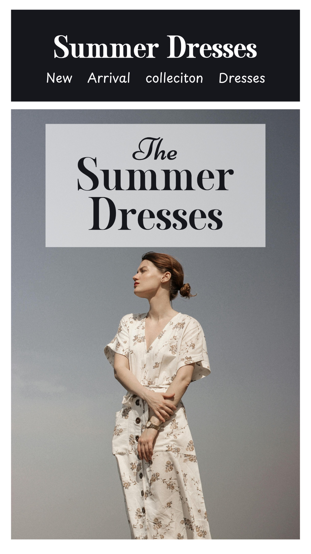 Pôster de marketing de roupas e sapatos vestidos de verão história do instagram preto e branco