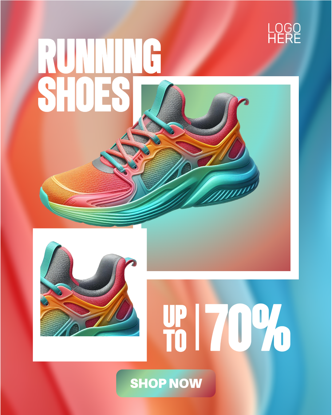 Sepatu Lari Promosi Warna-warni Posting Instagram