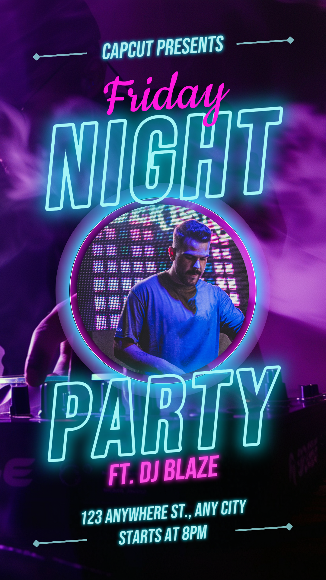 Unterhaltung Nacht Party Poster Neonlicht Retro-Stil