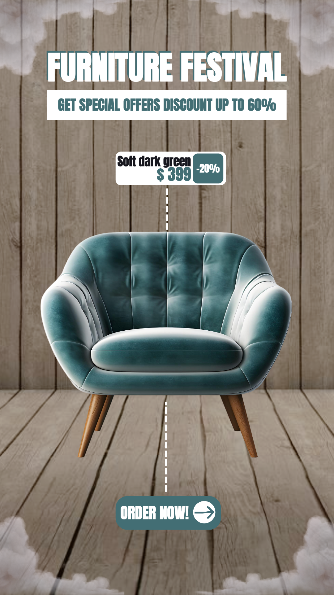 Acessórios para casa e móveis Promoção / desconto Instagram story cor verde suave