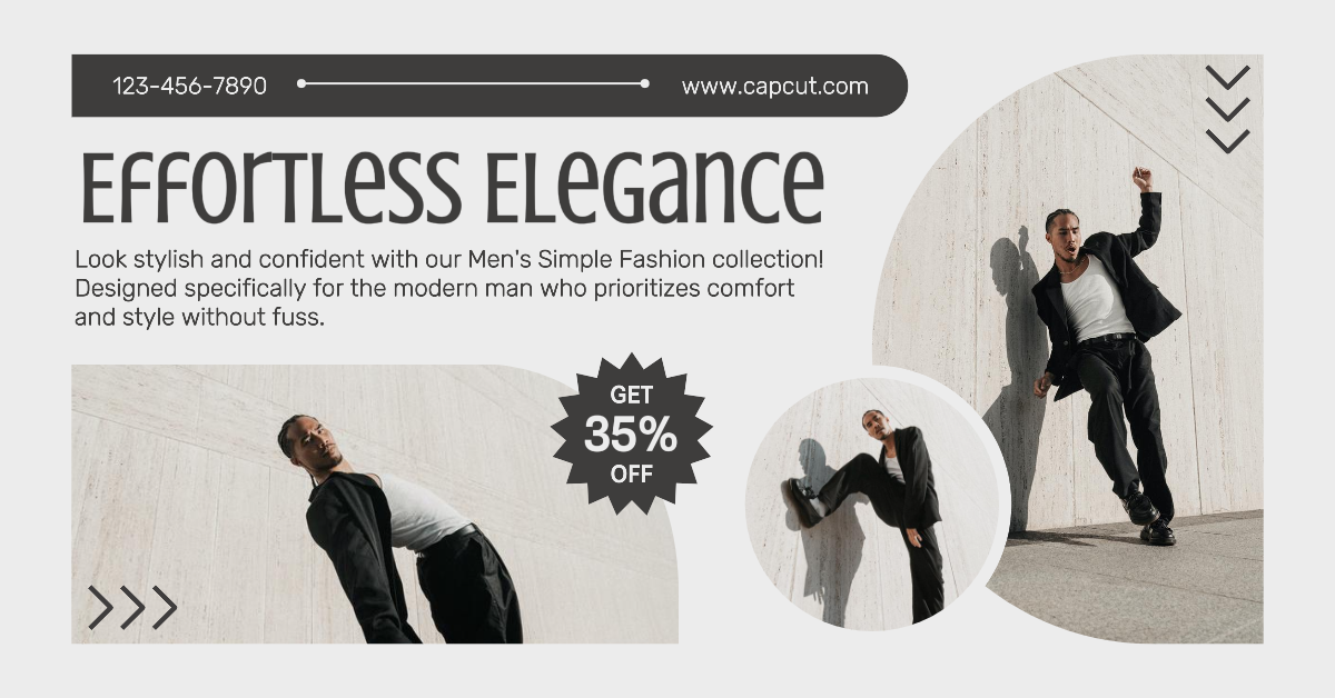 Facebook Ads Marketing Poster Vêtements et chaussures Hommes Mode élégante