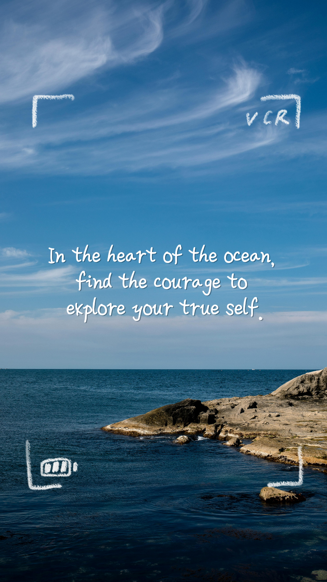 Wallpaper Creative Poster Scenery Sea Recording mit einem einfachen Zitat