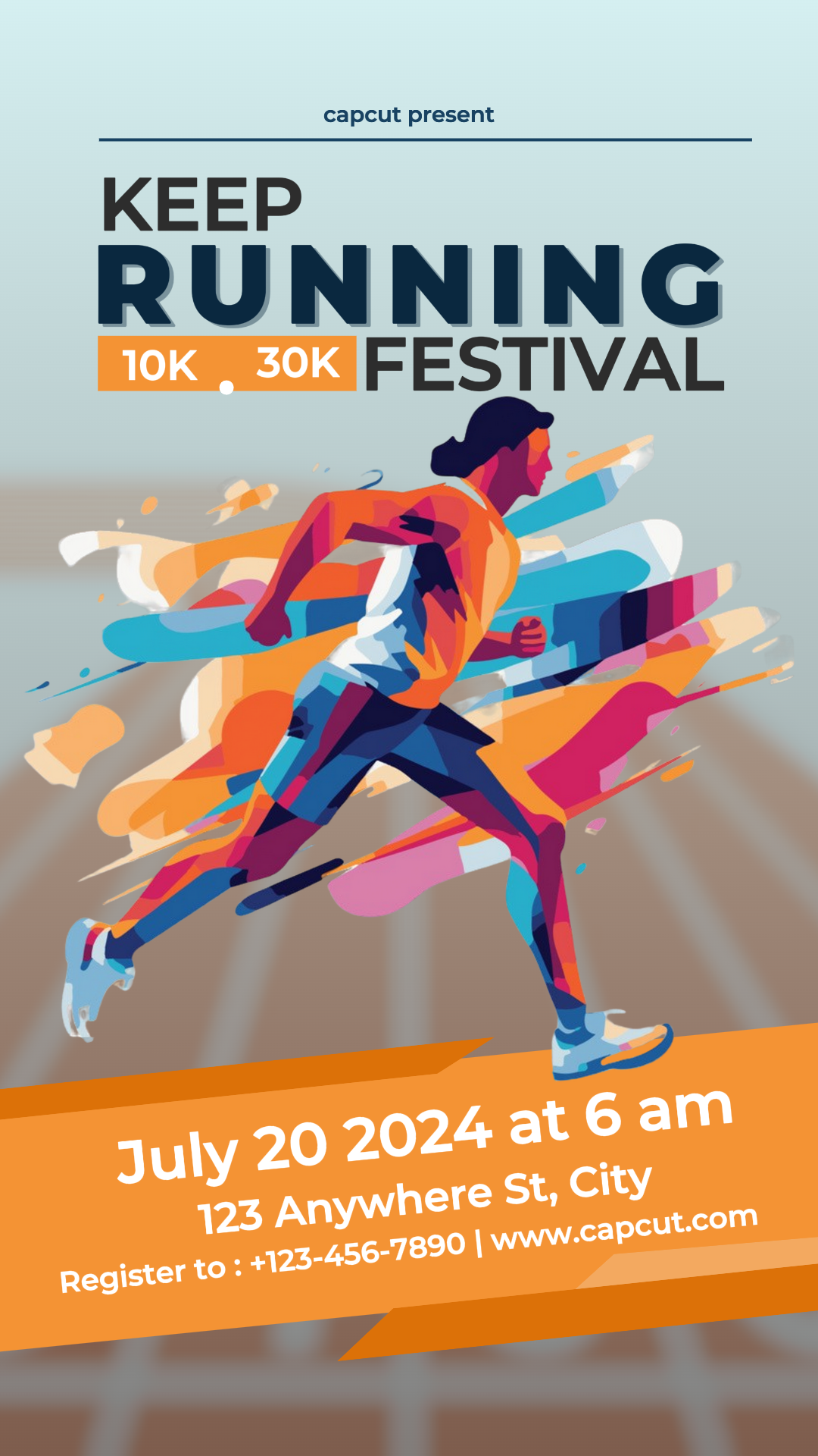 Sports & Match Marketing Poster Instagram Story Running Orange