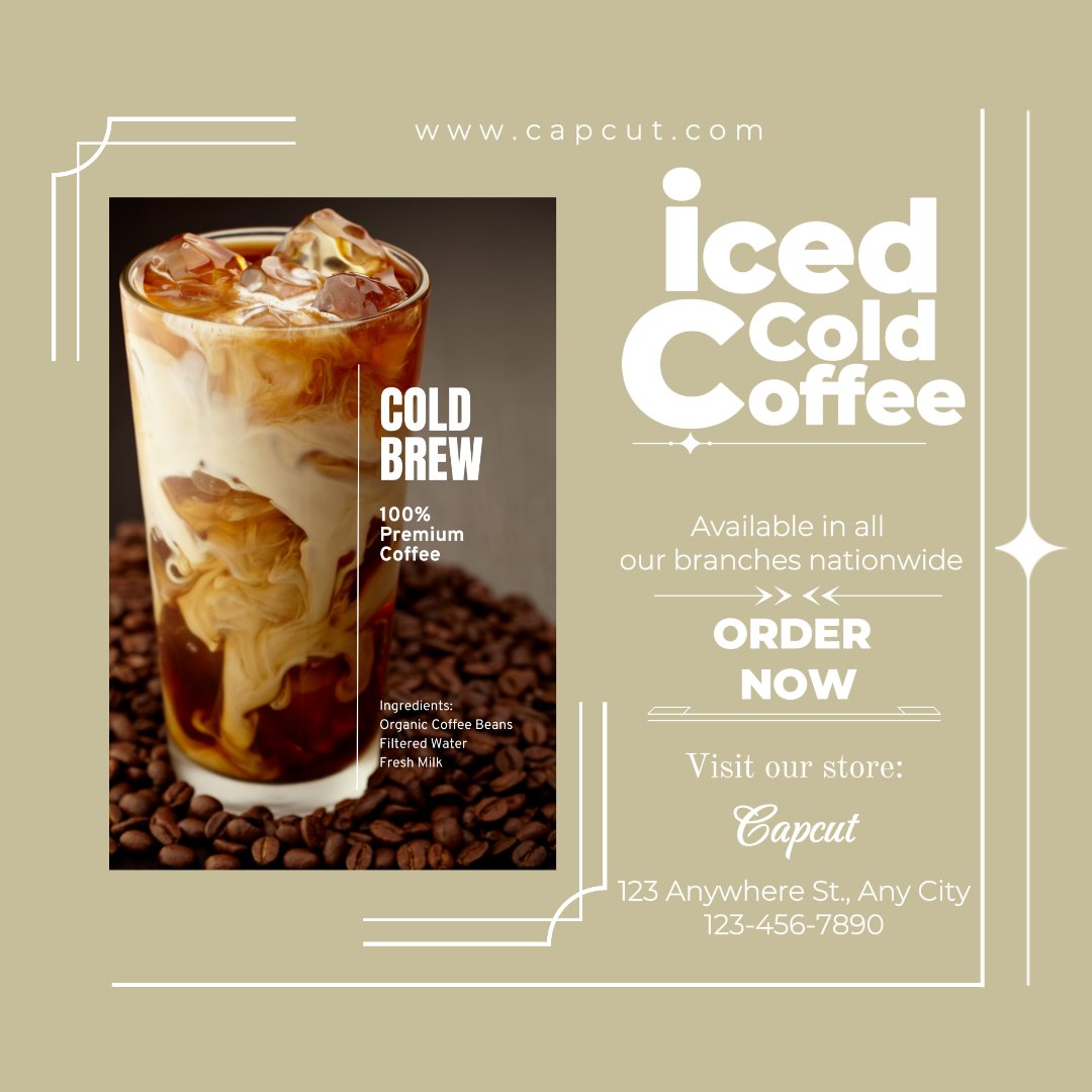 Marketing-Poster für Lebensmittel und Getränke Instagram Post Eiskalter Kaffee